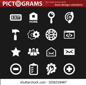 Web tools vector white icons for user interface design