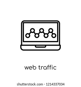 web traffic icon. Trendy modern flat linear vector web traffic icon on white background from thin line Internet Security and Networking collection, editable outline stroke vector illustration