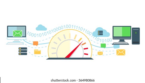 Web Traffic Internet Icon Flat Isolated. Service Feedback, Network Speed, Computer Optimization, Communication And Connection, Data Process, Stream Server Illustration. Web Traffic Concept