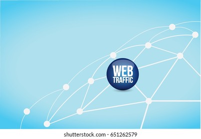 web traffic link network illustration design over a blue background