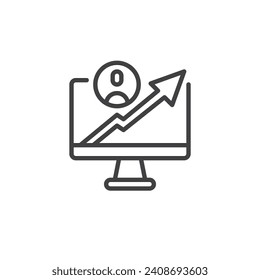 Web traffic statistics line icon. linear style sign for mobile concept and web design. Increasing traffic or visitor count outline vector icon. Symbol, logo illustration. Vector graphics