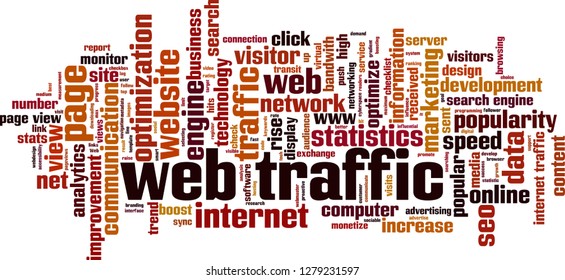 Web traffic word cloud concept. Vector illustration