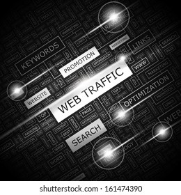 WEB TRAFFIC. Word cloud concept illustration. Wordcloud collage. Vector illustration.