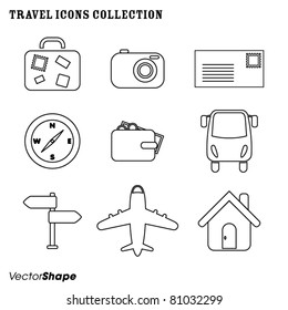 Web travel vacation icons collection vector set
