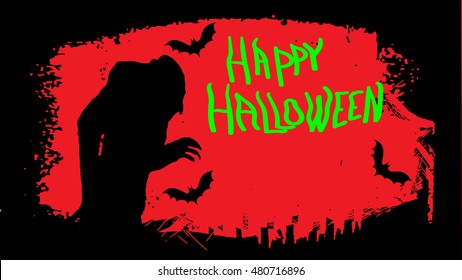 Web or TV FullHD Happy Halloween party (Graphic elements and Calligraphy)