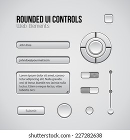 Web UI Controls Design Elements: Buttons, Switchers, On, Off, Player, Audio, Video: Play, Stop, Next, Pause, Volume, Equalizer, Knobs, Navigation Bar, Progress Bar, Search, Input, Text Box, Joystick