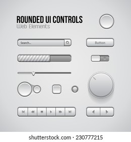 Web UI Controls Design Elements: Buttons, Switchers, On, Off, Player, Audio, Video: Play, Stop, Next, Pause, Volume, Equalizer, Knobs, Navigation Bar, Progress Bar, Search, Drop-down