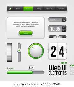 Web UI Elements Design Gray Green: Part 2