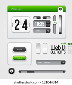 Web UI Elements Design Gray Green: Part 5