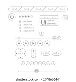 Web UI Elements Design Gray. Elements Buttons, Switchers, Slider