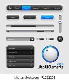 Web UI Elements Design Gray Blue