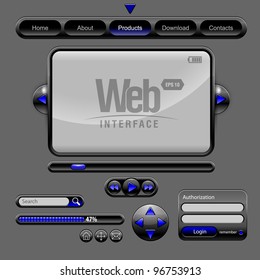 Web UI Elements Design Gray Blue