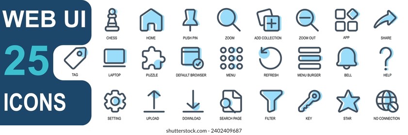 web ui icon set in lineal color style, great for web ui and apps.vector graphics collection.editable stroke.
