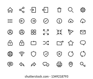 Web ui icon set simple flat style outline vector sign.