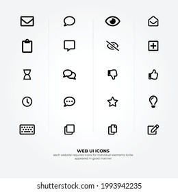 Web UI icons and elements to make prototypes quickly and used for wireframes too. simple UI elements for elegant look.