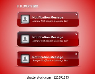 Web and UI Notification Message Window. Vector Web and UI elements