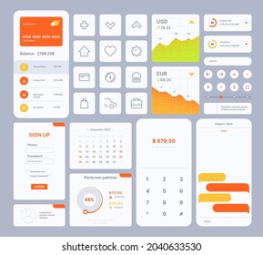 Web ui templates. User kit digital infographic elements dividers search bar frames buttons slider preview icons navigation symbols garish vector collection