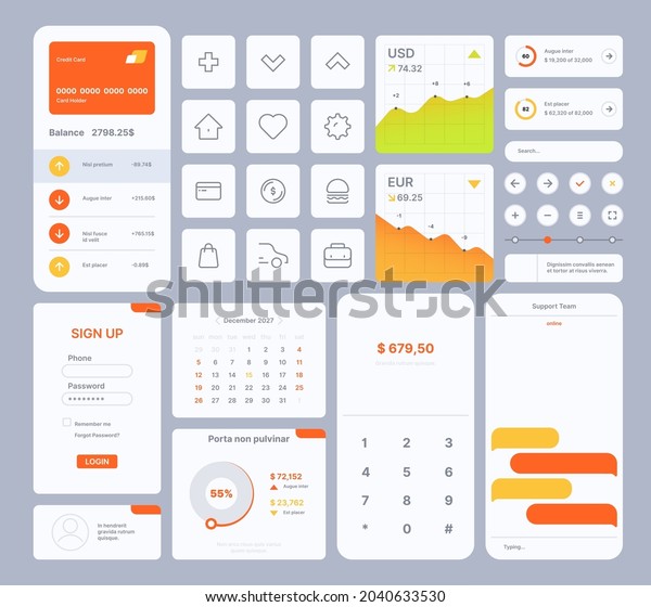 Web ui templates. User kit digital\
infographic elements dividers search bar frames buttons slider\
preview icons navigation symbols garish vector\
collection