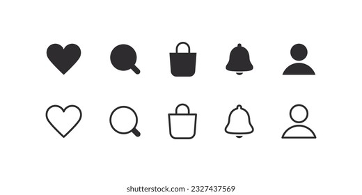 Web or UI UX icon set. Icons for website marketing design. Vector scalable graphics