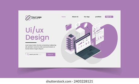 Web ui ux landing page design template 