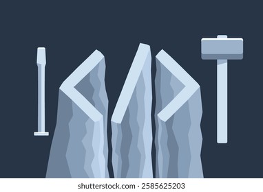 Web UI and website development using stone carving tools - metaphoric concept