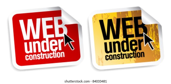 Web under construction stickers set.
