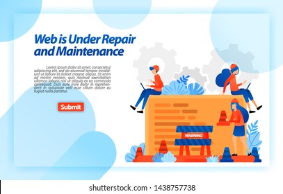 Web under repair and Maintenance. website in process of repair and improvement program for a better experience. vector illustration concept for landing page, ui ux, web, mobile app, poster, banner, ad