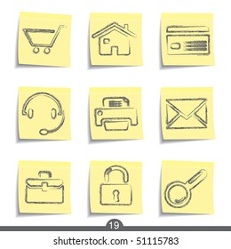 Web universal post it icons from series