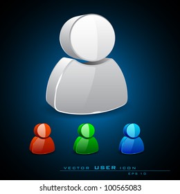 Web user icons or buttons in grey, red, green and blue color isolated on blue background. EPS 10. Vector illustration.