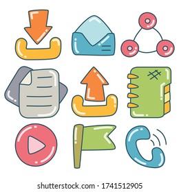 web and user interface icons color doodle theme