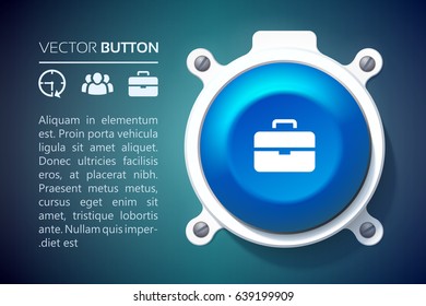 Web user interface infographic template with text blue round button and icons isolated vector illustration
