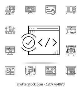 web validation icon. Web development icons universal set for web and mobile