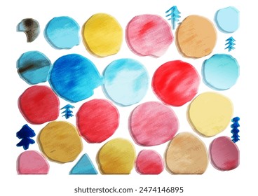web vector background with watercolor abstract circles color blue,yellow,red