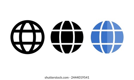 Web Vector. Globe Circle Line, Solid, Flat Design Style. Perfect for Web and Mobile Icon.