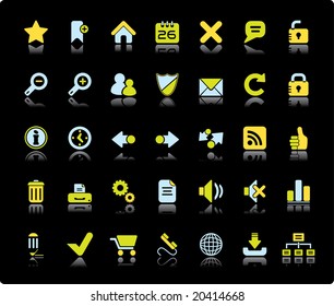 Web Vector Icon Set On Black Background