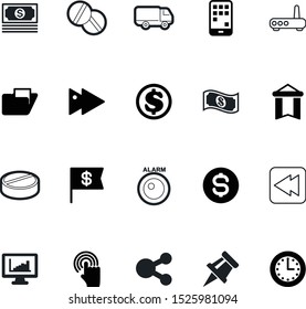 web vector icon set such as: power, computer, play, clock, timer, gesture, service, pin, statistics, hand, mark, send, chart, attach, stock, point, sport, courier, presentation, lights, buttons, wifi