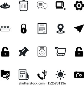 web vector icon set such as: fill, blank, cloth, secure, daily, shape, dustbin, market, cog, contact, recycle, airplane, loudspeaker, code, real, contract, up, shiny, spring, light, origami, dinner