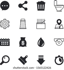 web vector icon set such as: money, eco, television, wool, San Francisco, finance, secure, measurement, chronometer, idea, health, raindrop, food, bucket, gps, download, tear, repair, appointment