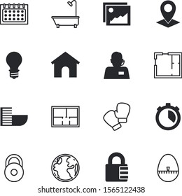 web vector icon set such as: art, science, weather, idea, thin, house, telemarketing, month, fighter, reminder, recycling, agent, ticket, plane, lock, housing, trash, knock, environmental, call