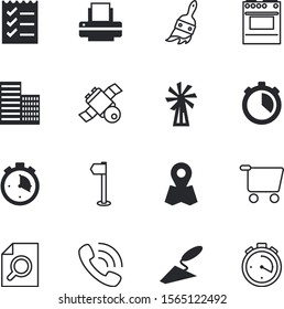 web vector icon set such as: countryside, receiver, place, wheel, plastering, golf, emblem, trowel, propeller, copy, domestic, call, loupe, science, rotation, lupe, empty, estate, building, knife