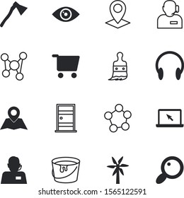 web vector icon set such as: windmill, display, touch, volume, event, art, exploration, turbine, axe, ecology, splash, mill, circle, detective, instrument, seek, portable, earphone, illustrations