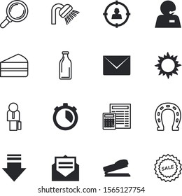 web vector icon set such as: muffin, berry, clear, buy, lens, magnify, watch, beverage, accessory, headset, download, fortune, interval, timer, responsive, horse, features, optical, trashcan