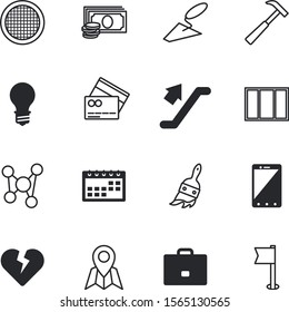 web vector icon set such as: electric, colored, month, stack, commercial, floor, bill, positioning, improvement, tag, suitcase, sphere, brush, menu, date, arrow, contact, go, illustrations, sieve