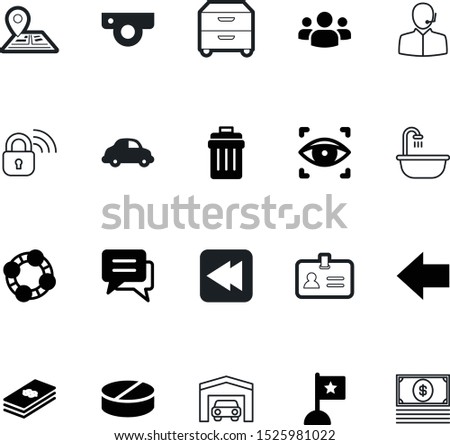 web vector icon set such as: garbage, free, logo, equipment, label, transport, data, telephone, audio, shipping, bathtub, camera, city, archive, speech, persons, roof, marker, back, pills, coin