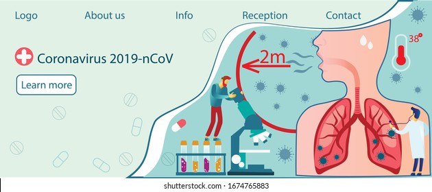 Ilustración del Vector WEB combate los síntomas del virus de la corona covid-19. Cura del virus de la corona. la gente lucha contra el concepto de virus. el concepto de vacuna contra virus corona a finales de 2019-ncov. Neumonía, alta temperatura corporal, tos.