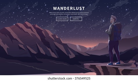 Web vector  illustration on the theme of Climbing, Trekking, Hiking, Walking. Sports, outdoor recreation, adventures in nature, vacation. Wanderlust. Downshifting. Modern flat design. #1