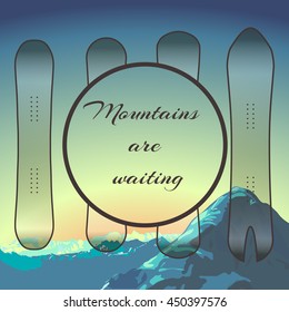 Web vector illustration on the theme of snowboard, freeride, backcountry.  May be used for design of a t-shirt, bag, postcard, a poster. 