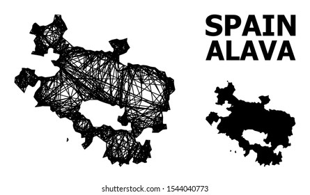 Web vector map of Alava Province. Wire carcass 2D mesh in eps vector format, geographic template for patriotic concepts. map of Alava Province are isolated on a white background.