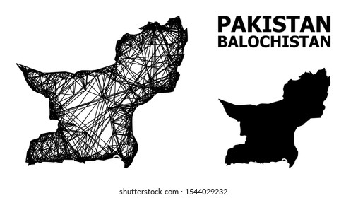 Web vector map of Balochistan Province. Wire frame 2D mesh in vector EPS format, geographic model for economics compositions. map of Balochistan Province are isolated on a white background.