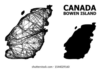 Web vector map of Bowen Island. Wire carcass flat mesh in vector EPS format, geographic template for patriotic purposes. map of Bowen Island are isolated on a white background.